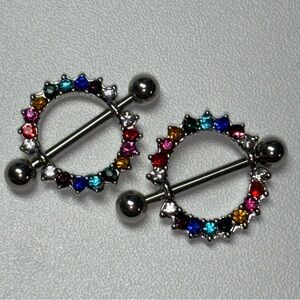 Rainbow Nipple Shield Jewelry 14g
